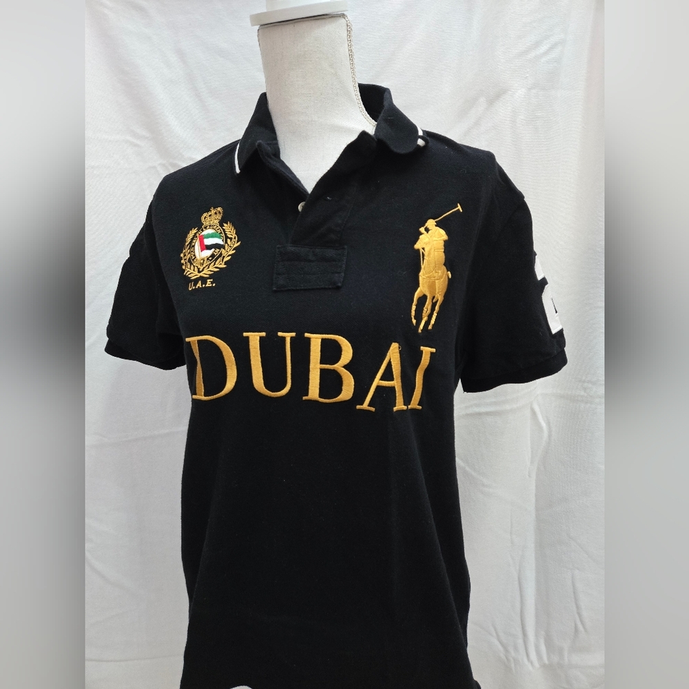 Ralph Lauren Black Polo with Gold Embroidery